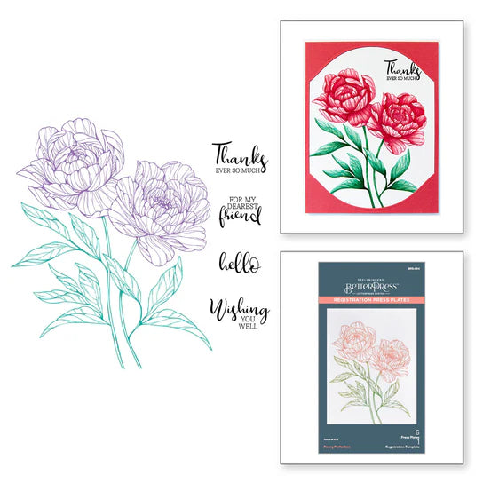 Spellbinders Peony Perfection Press Plate & Registration Template (BetterPress)