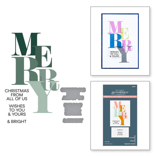Spellbinders Color Mix Merry Press Plate, Die & Registration Template