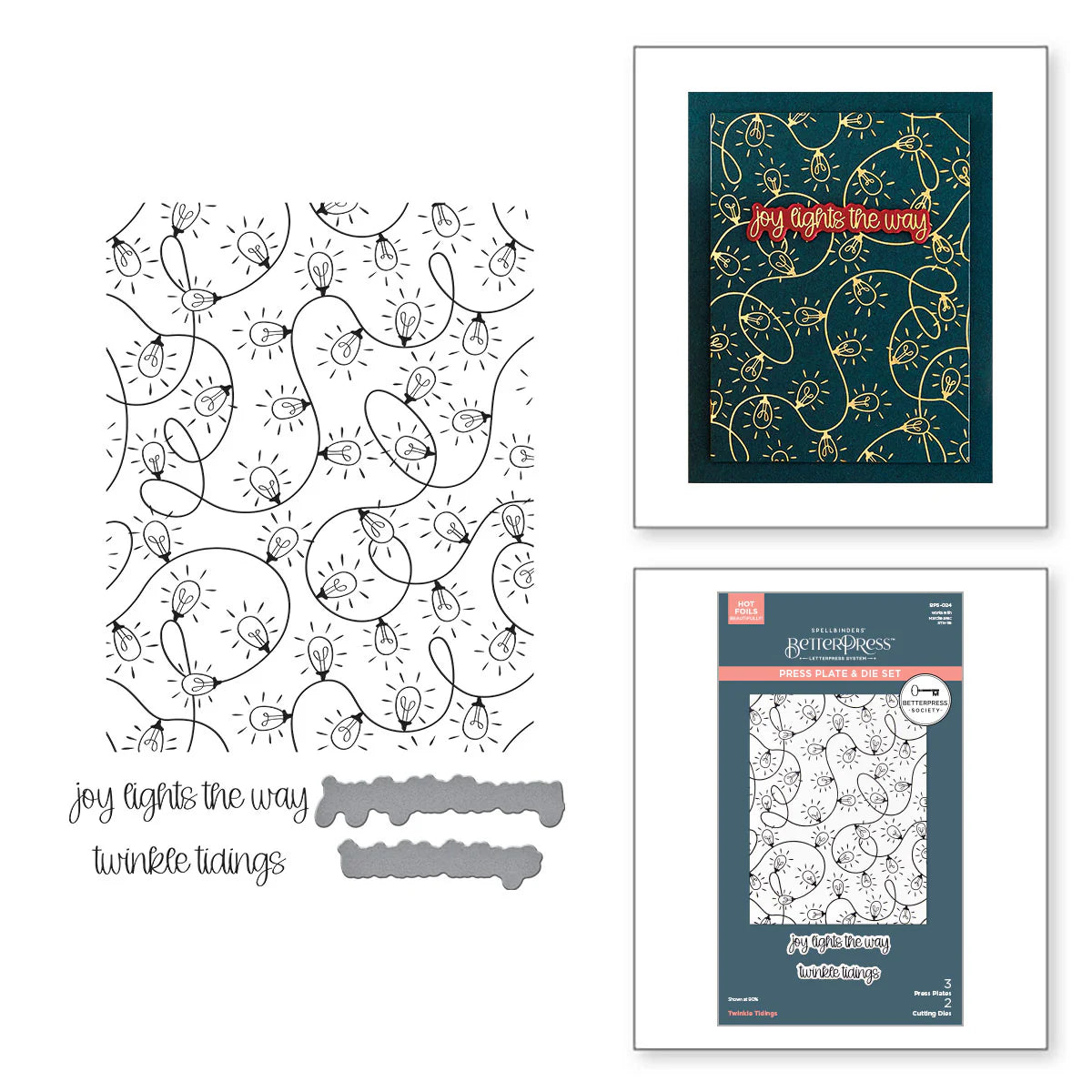 BetterPress Society October 2025 - Twinkle Tidings Plates and Dies Set