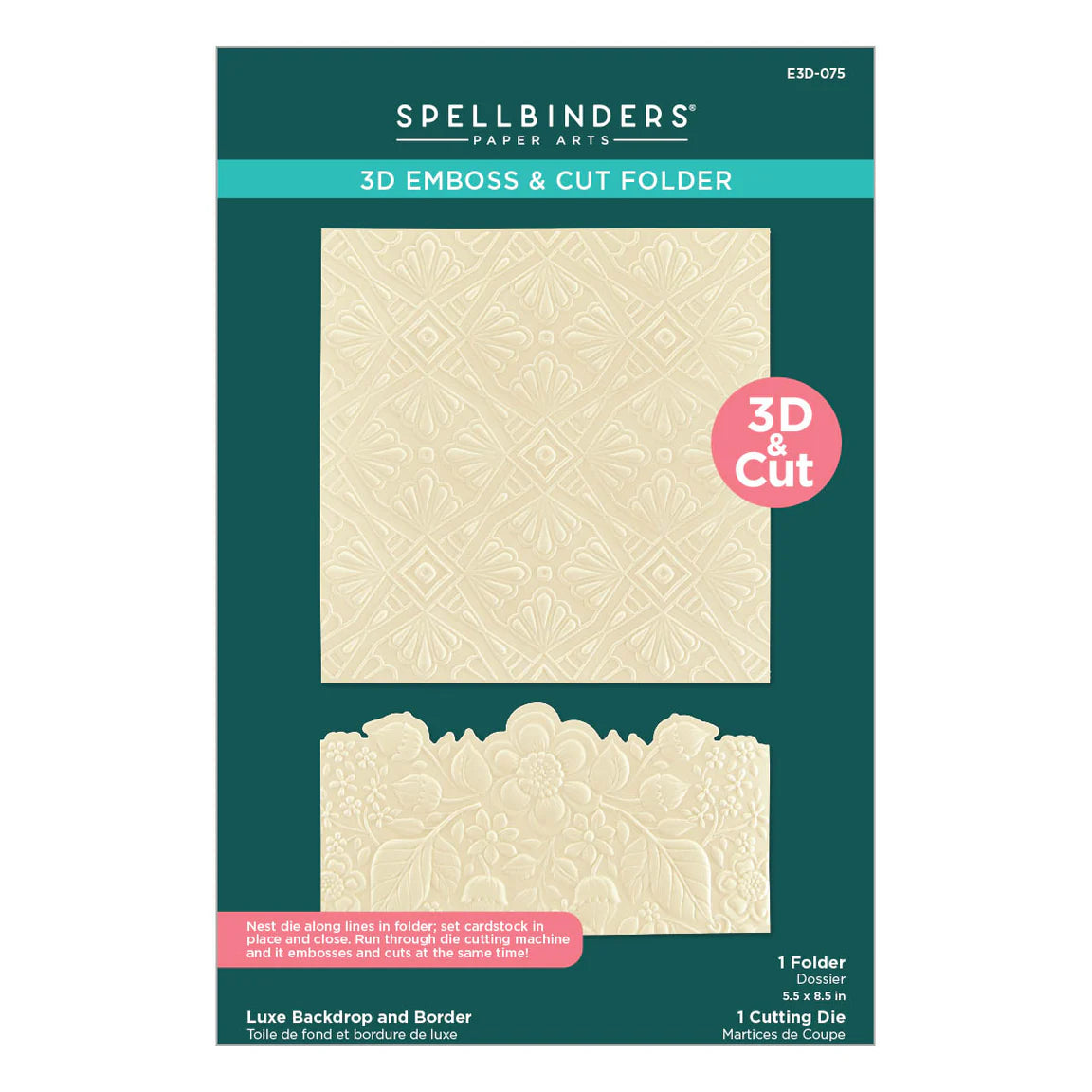 Spellbinders Luxe Backdrop and Border 3D Emboss & Cut Folder