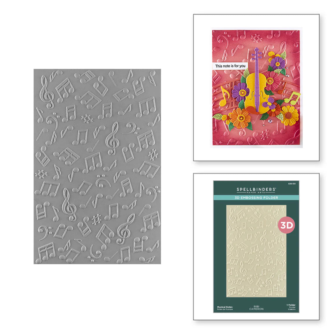 Spellbinders Musical Notes 3D Embossing Folder Bibi Cameron