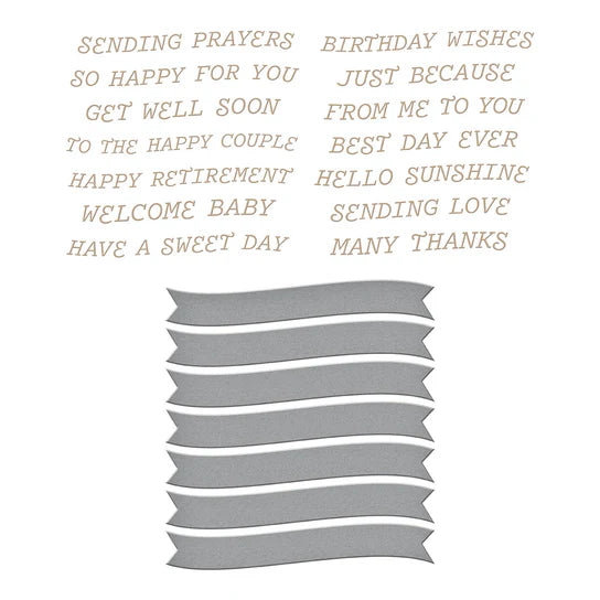 Spellbinders Curved Everyday Sentiments Hot Foil Plate & Die Set
