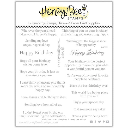 Honey Bee Stamps Inside: Birthday Sentiments 6x6 Stamp Set