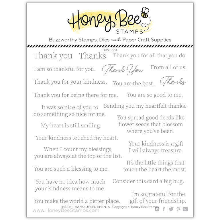 Honey Bee Stamps Inside: Thankful Sentiments 6x6 Stamp Set
