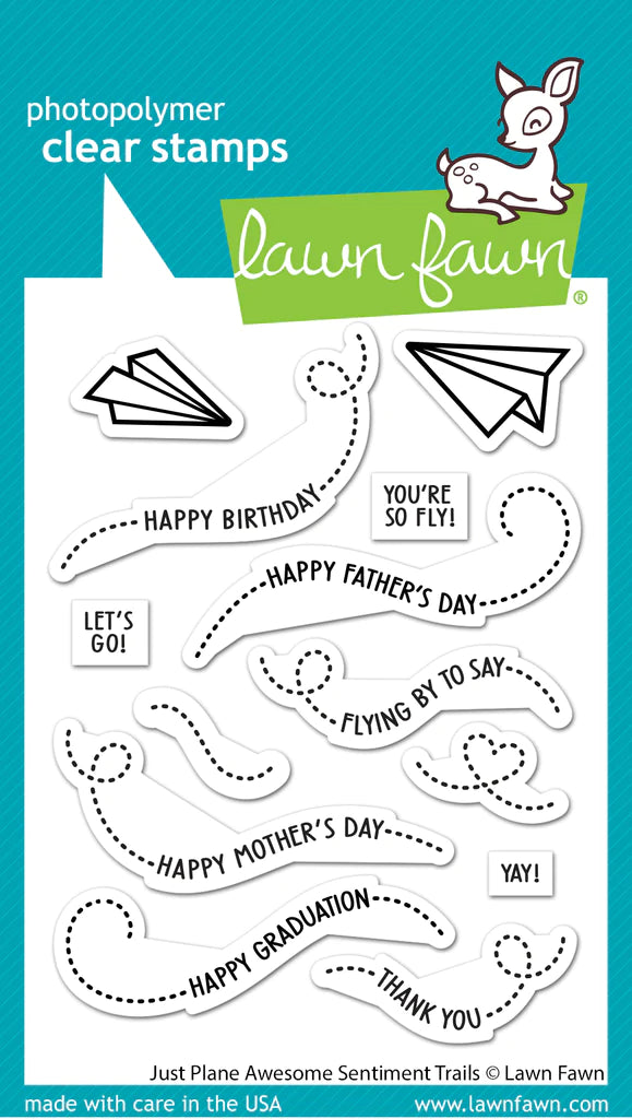 Lawn Fawn Just Plane Awesome Sentiment Trails Stamp Set