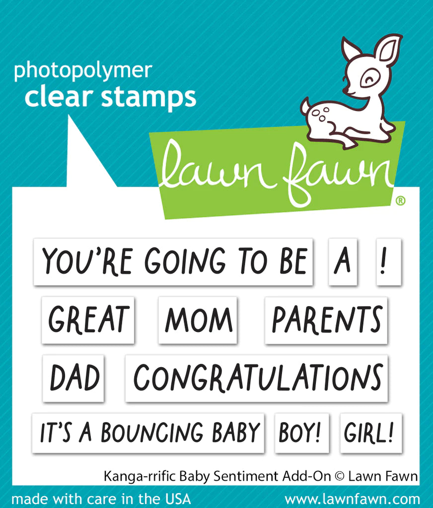Lawn Fawn Kanga-riffic Baby Sentiment Add-on Stamp Set