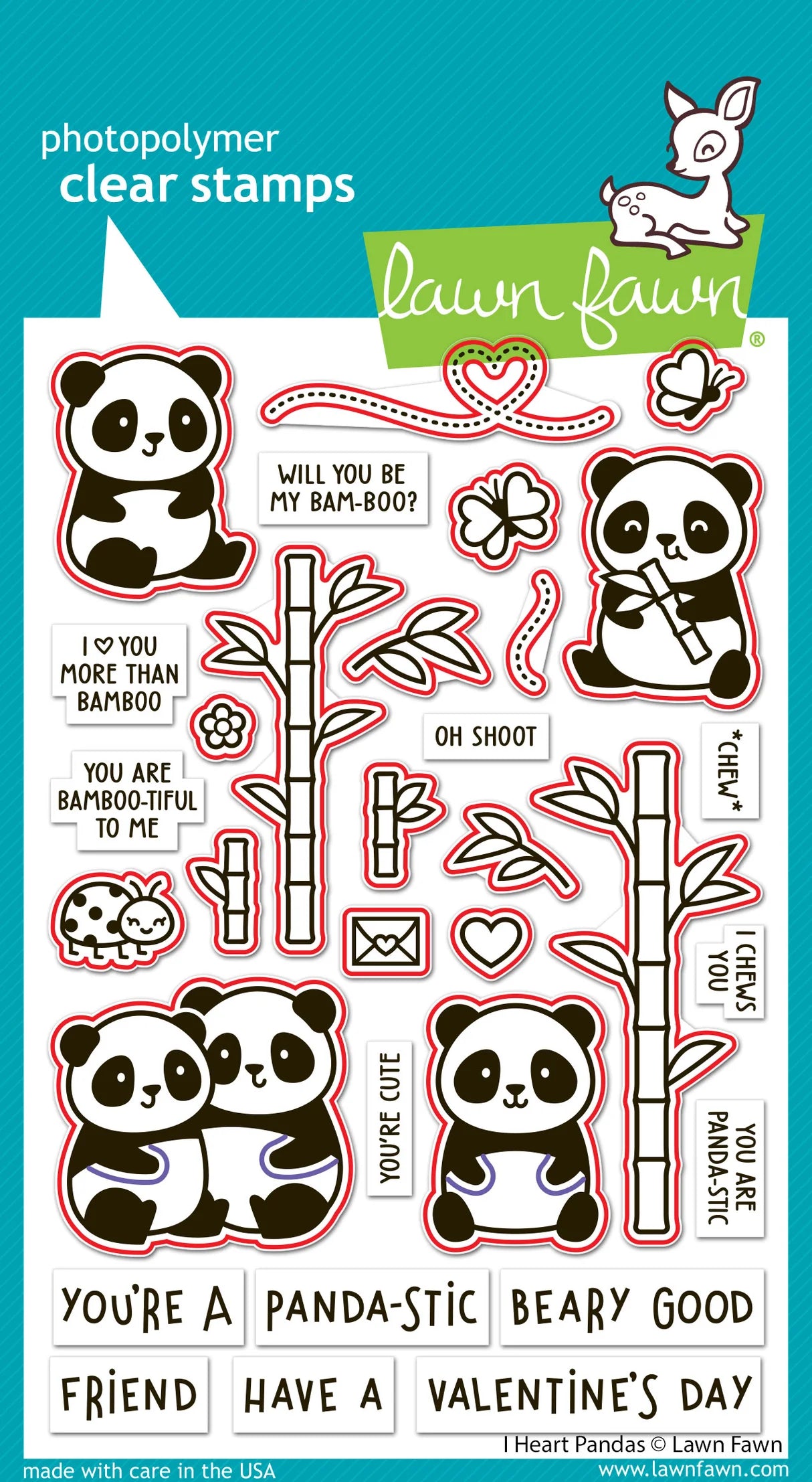 Lawn Fawn I Heart Pandas Coordinating Die Set