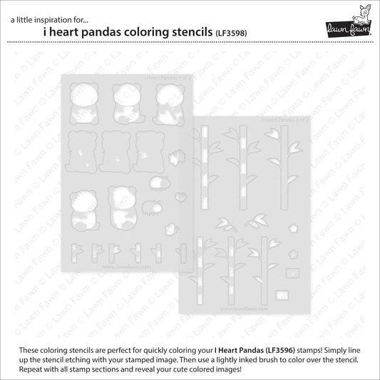Lawn Fawn I Heart Pandas Coloring Stencils