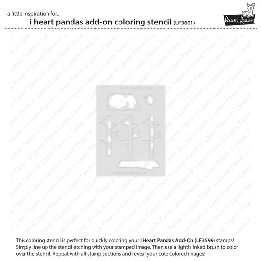 Lawn Fawn I Heart Pandas Add-on Coloring Stencil Set