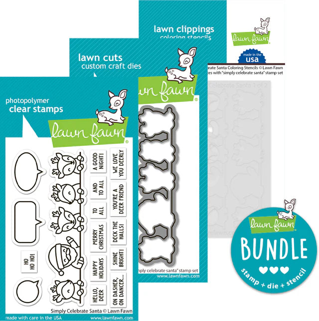 Lawn Fawn Simply Celebrate Santa Stamp, Die and Coloring Stencils Bundle