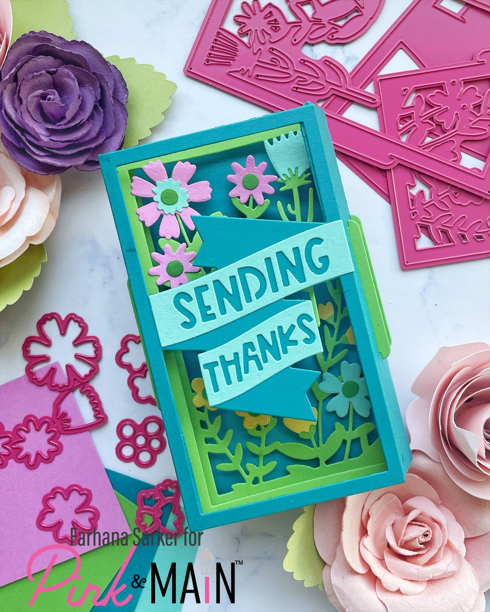 Pink & Main Layer Flowers and Sentiments Pop-up Card Dies