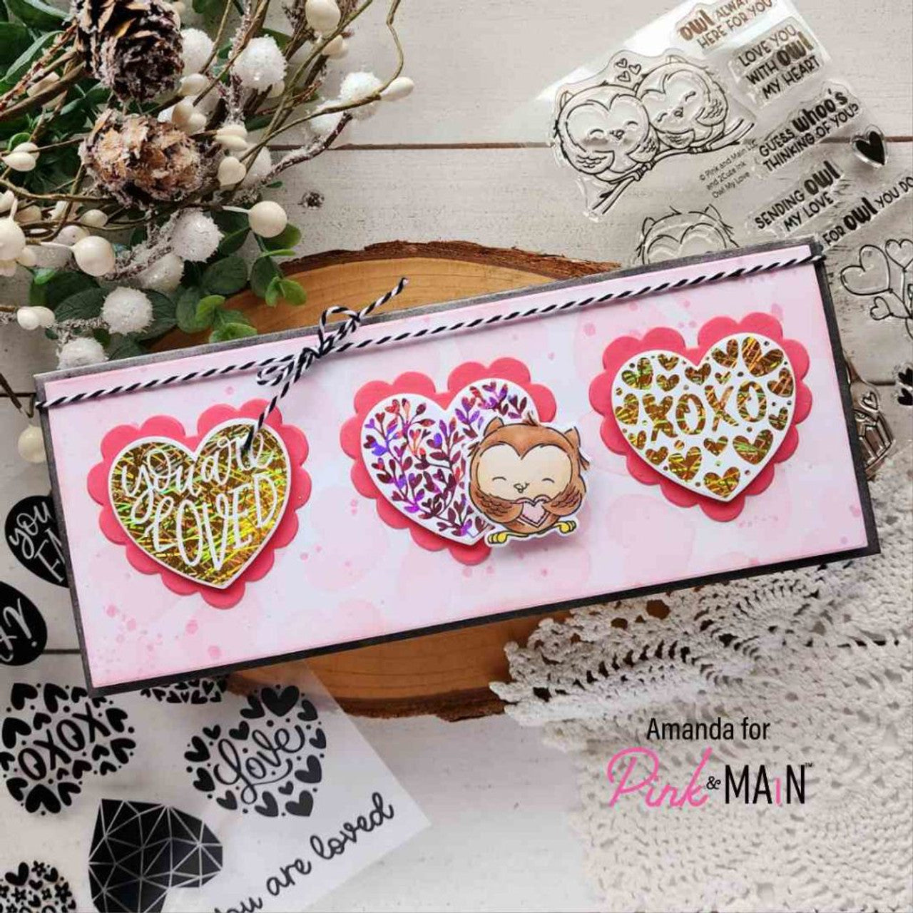 Pink & Main Fun Hearts Adhesive Transfer Stickies and Dies Set