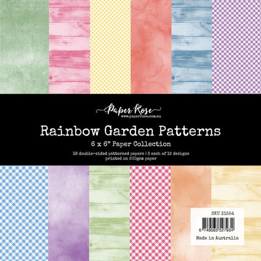 Paper Rose Rainbow Garden Patterns 6x6" paper pack