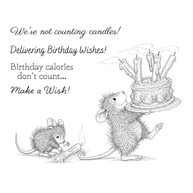 Spellbinders Birthday Wishes Cling Rubber Stamp (House-Mouse)