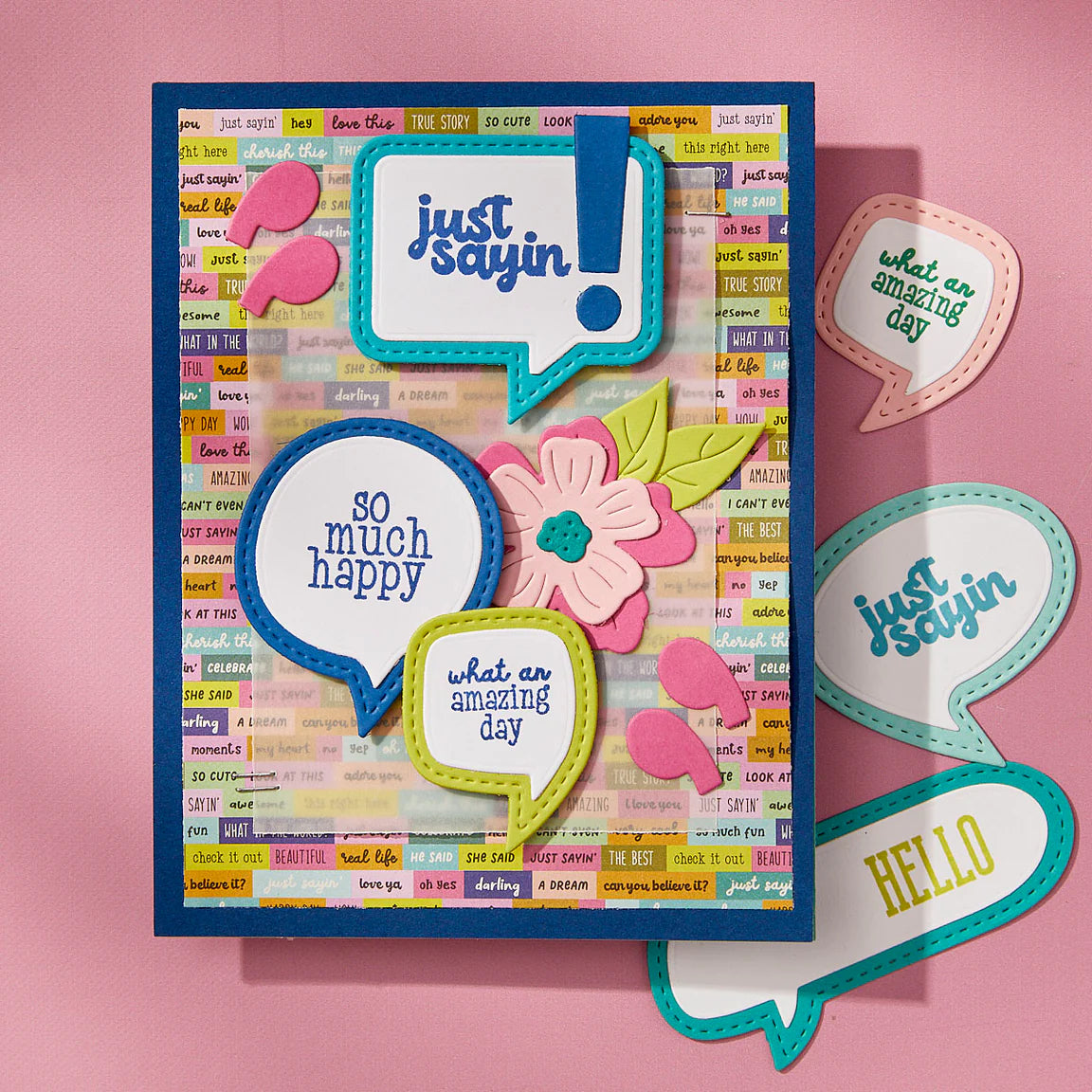 Spellbinders Speech Bubble Sentiments by Kelly Bangs Creative
