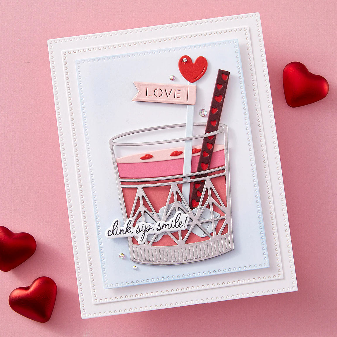 Valentine Happy Hour Sentiments Betterpress Plate & Die Set - Love on the Rocks Collection