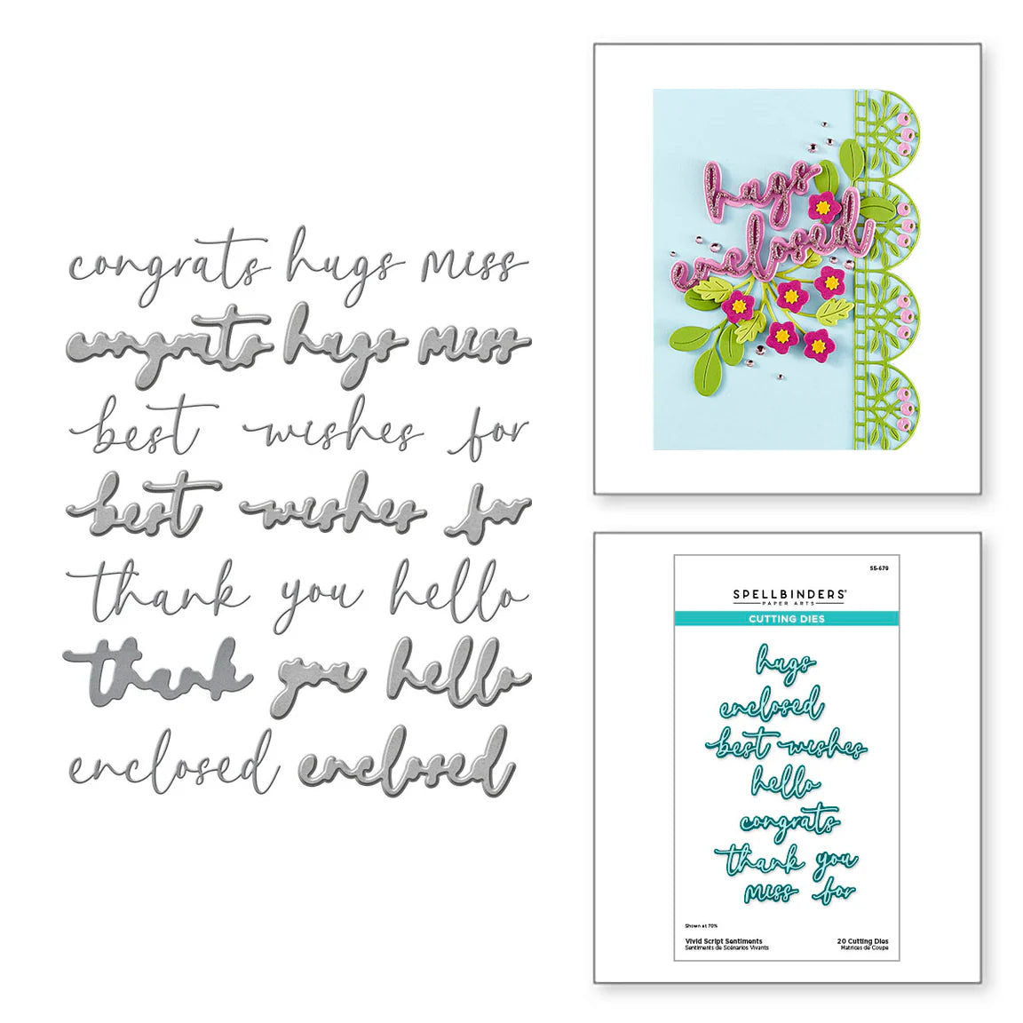 Spellbinders Vivid Script Sentiments Die Set