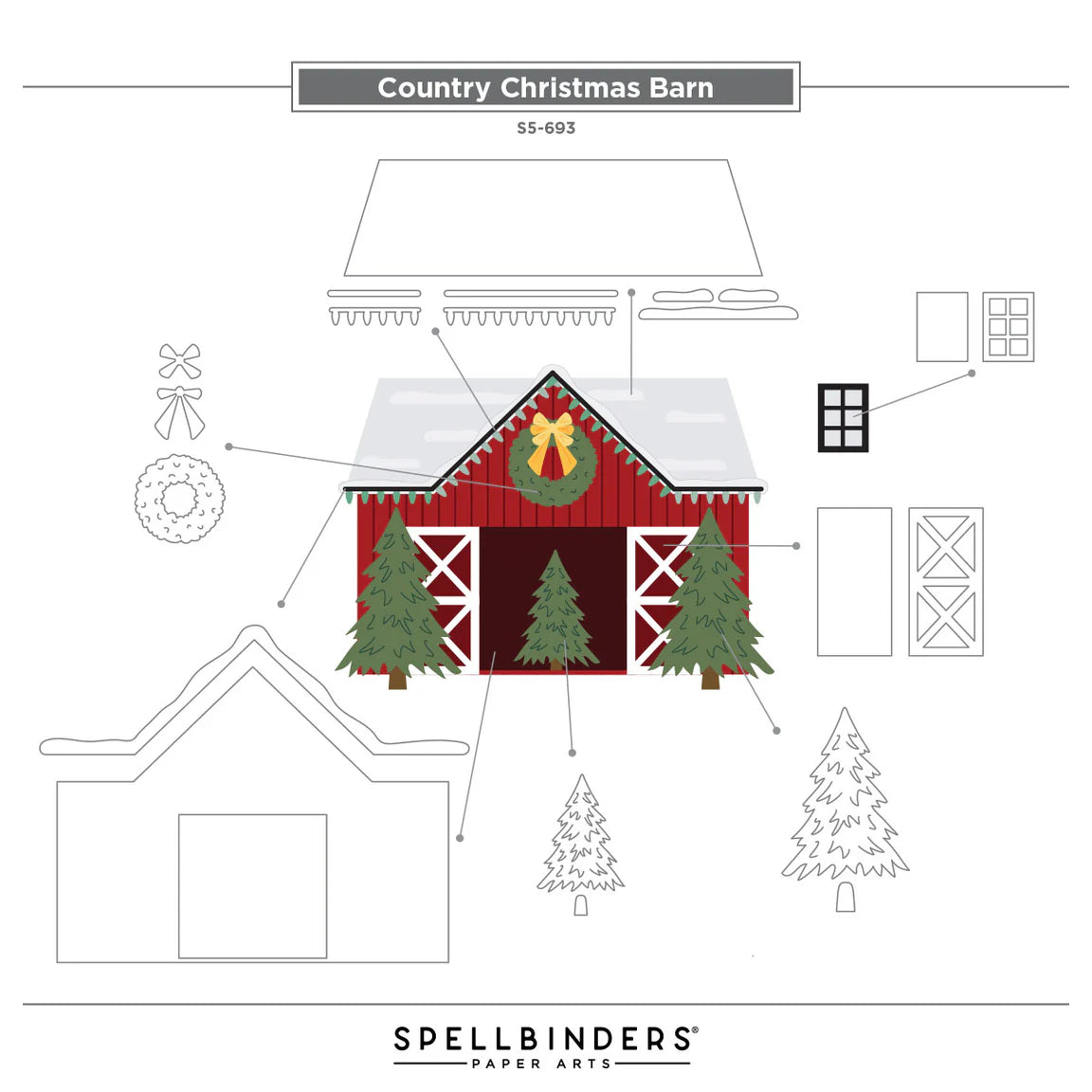 Spellbinders Country Christmas Barn Die Set