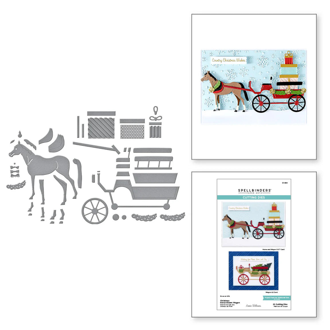 Spellbinders Christmas Horse-Drawn Wagon Die Set