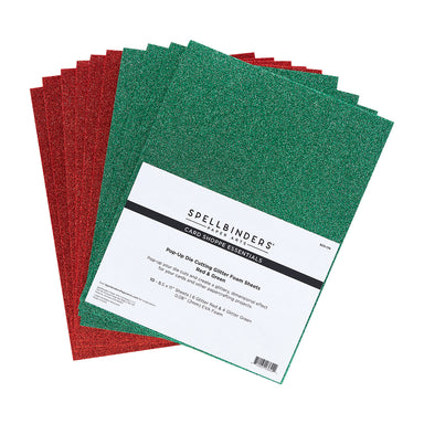 Spellbinders Pop-Up Die Cutting Glitter Foam Sheets - Red & Green