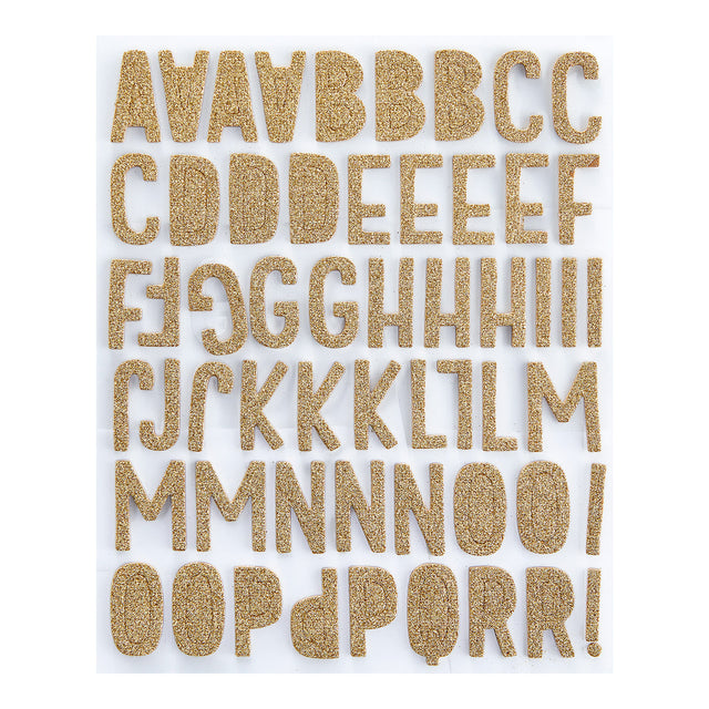 Spellbinders Gold Glitter Foam Block Alphabet Stickers