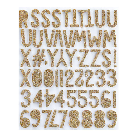 Spellbinders Gold Glitter Foam Block Alphabet Stickers