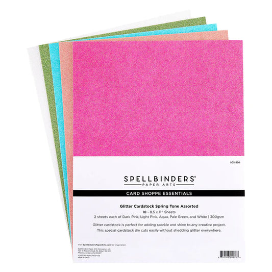 Spellbinders Glitter Cardstock - Spring Tone Assorted Colors (10 sheets)