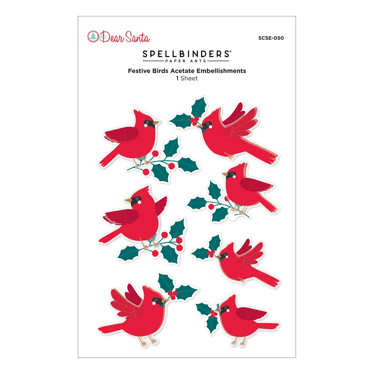 Dear Santa Festive Birds Dimensional Stickers by Spellbinders