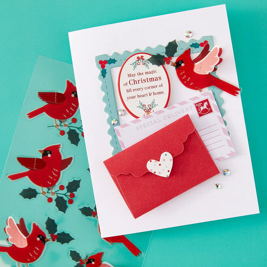 Dear Santa Festive Birds Dimensional Stickers by Spellbinders
