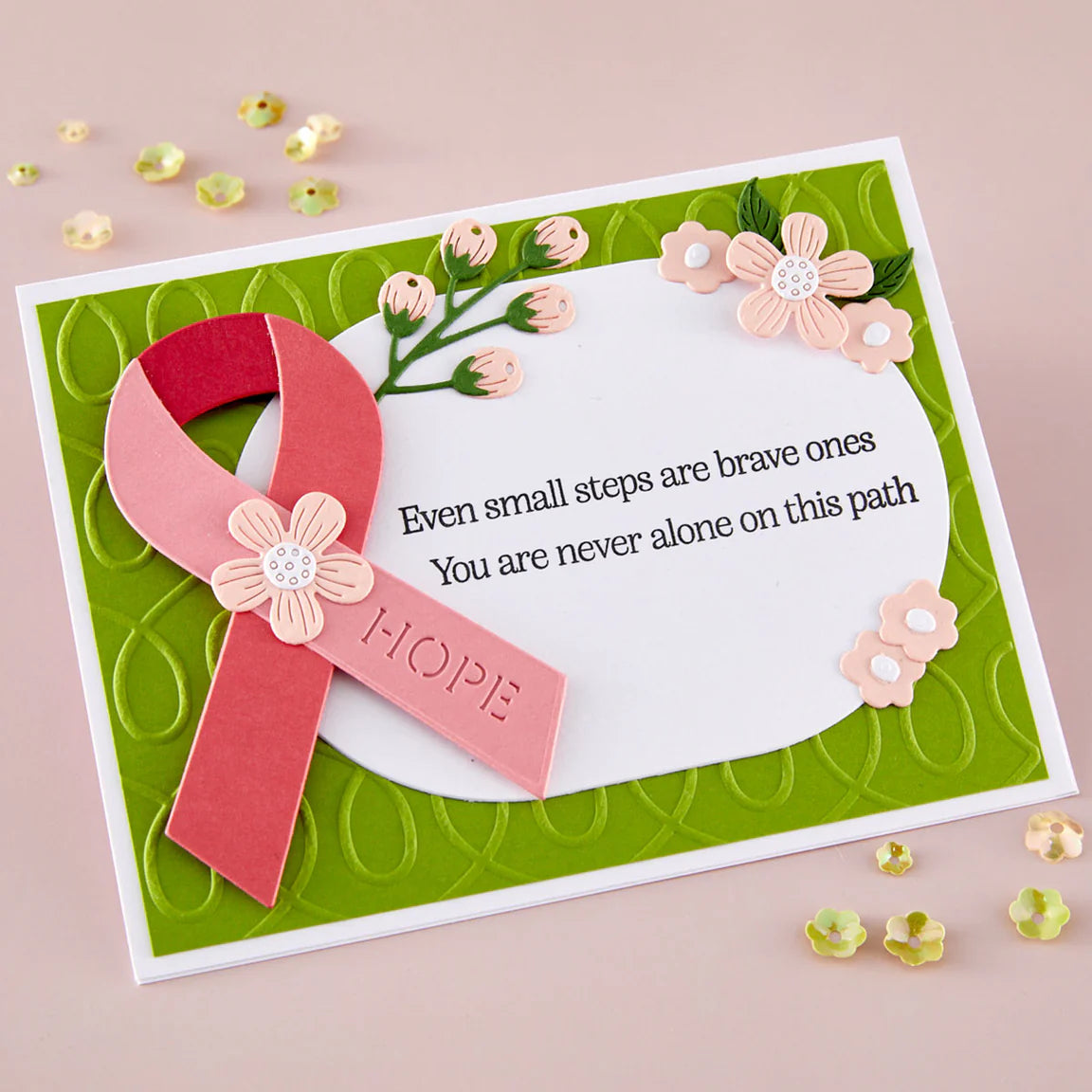 Awareness Ribbon and Sentiments Stamp & Die Set