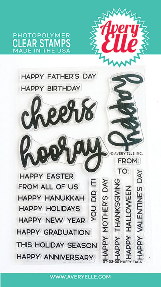 Avery Elle Happy Tags Clear Stamps