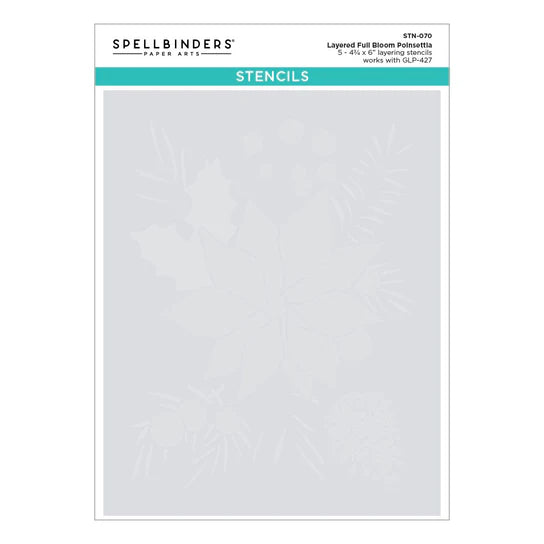 Spellbinders Full Bloom Poinsettia Glimmer Plate and Stencil Bundle