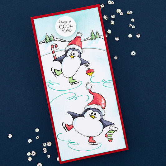 Spellbinders Stampendous FransFormer Snowy Penguins Clear Stamp Set