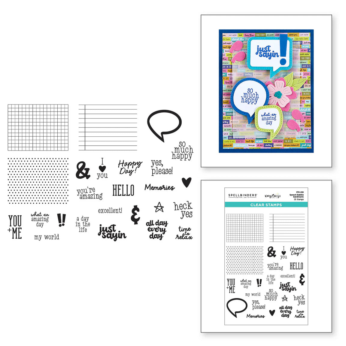 Spellbinders Speech Bubble Sentiments by Kelly Bangs Creative