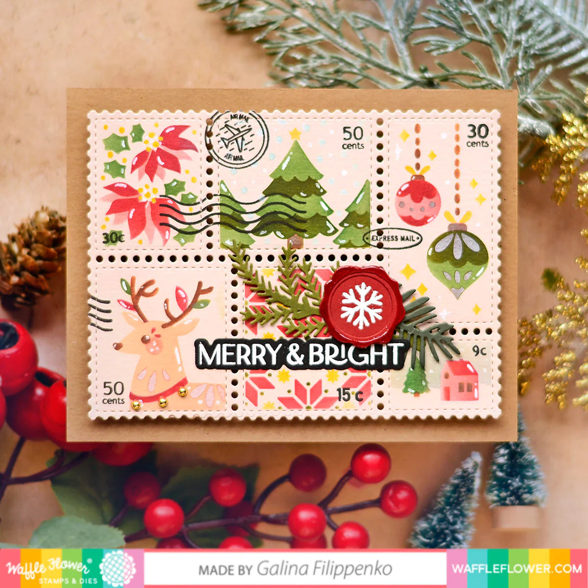 Waffle Flower Postage Collage Die