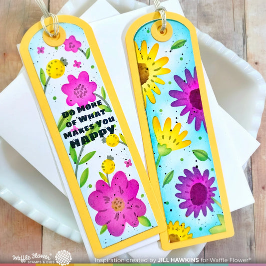 Waffle Flower Round Floral Bookmark Duo Stamp Set