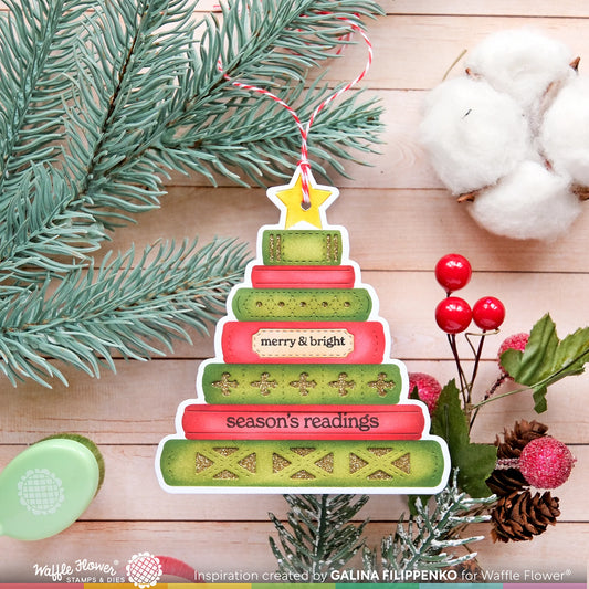 Waffle Flower Merry Bookmas Sentiments Stamp Set