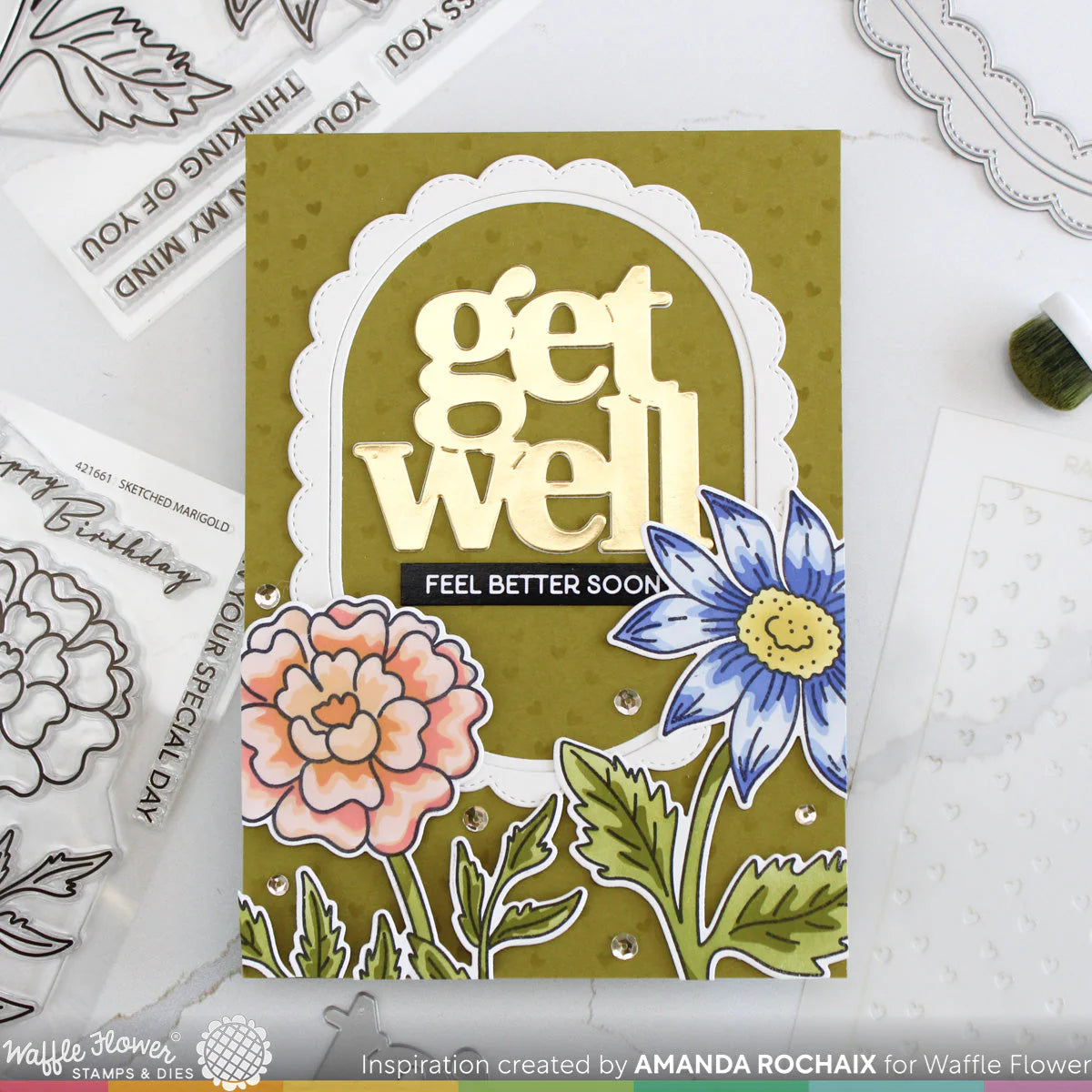 Waffle Flower Oversized Get Well Print Dies