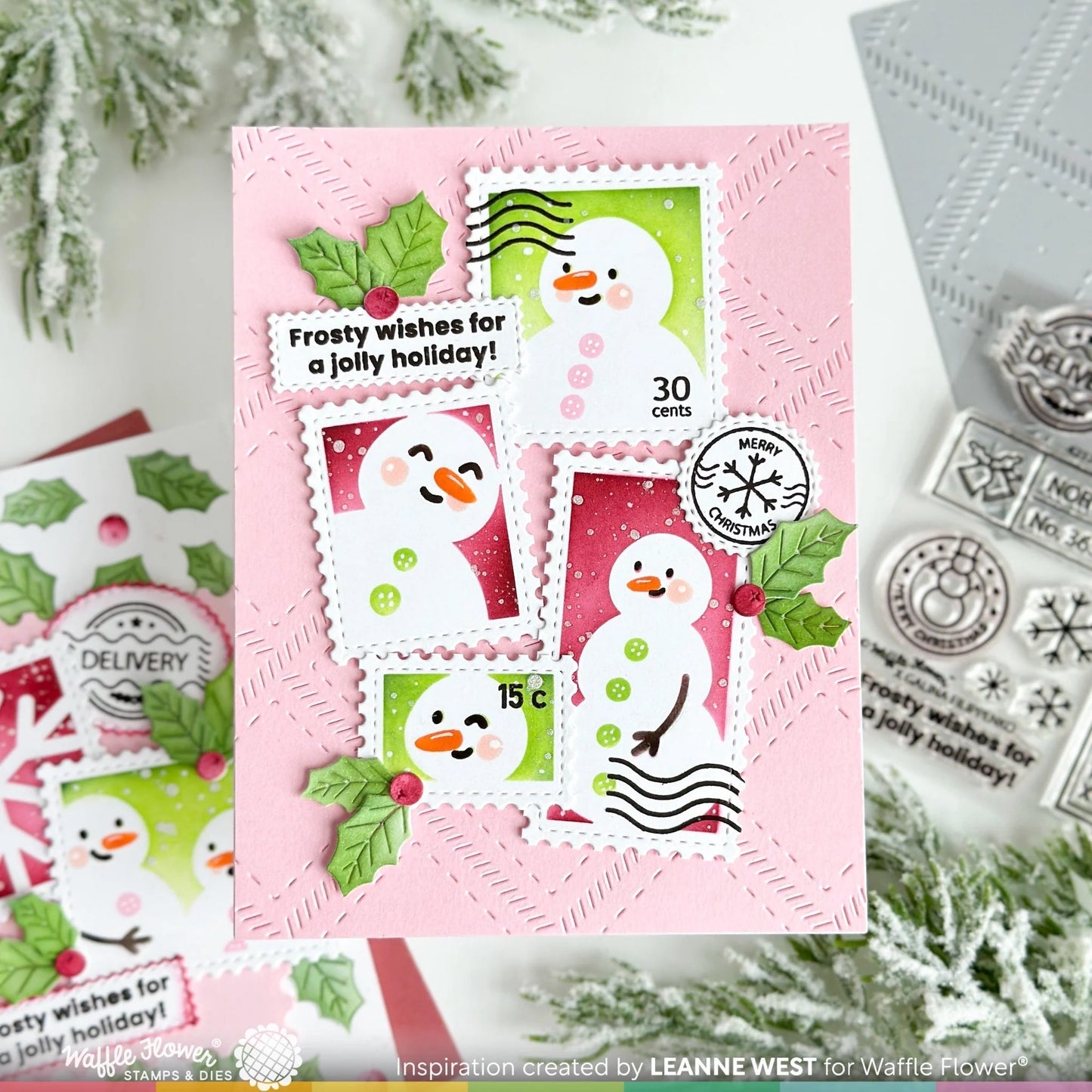 Waffle Flower Postage Snowman Stencil