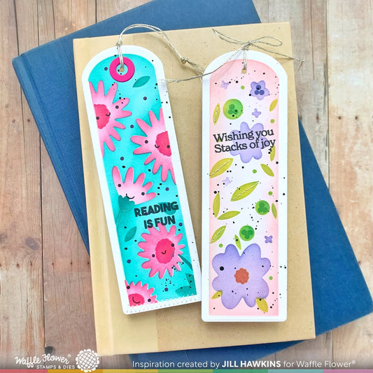 Waffle Flower Round Floral Bookmark Duo Stencil Set