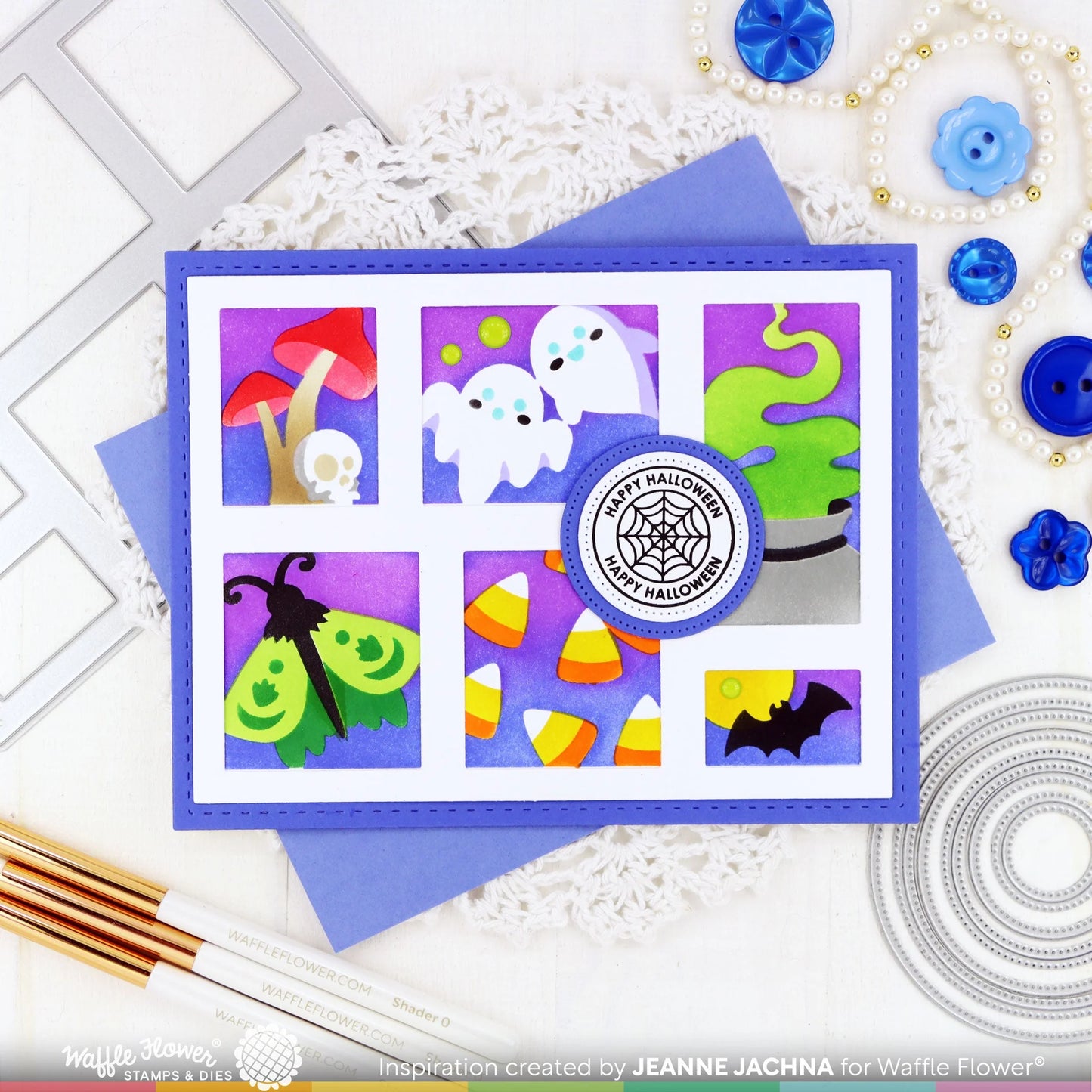 Waffle Flower Postage Collage Spooktacular Stencil