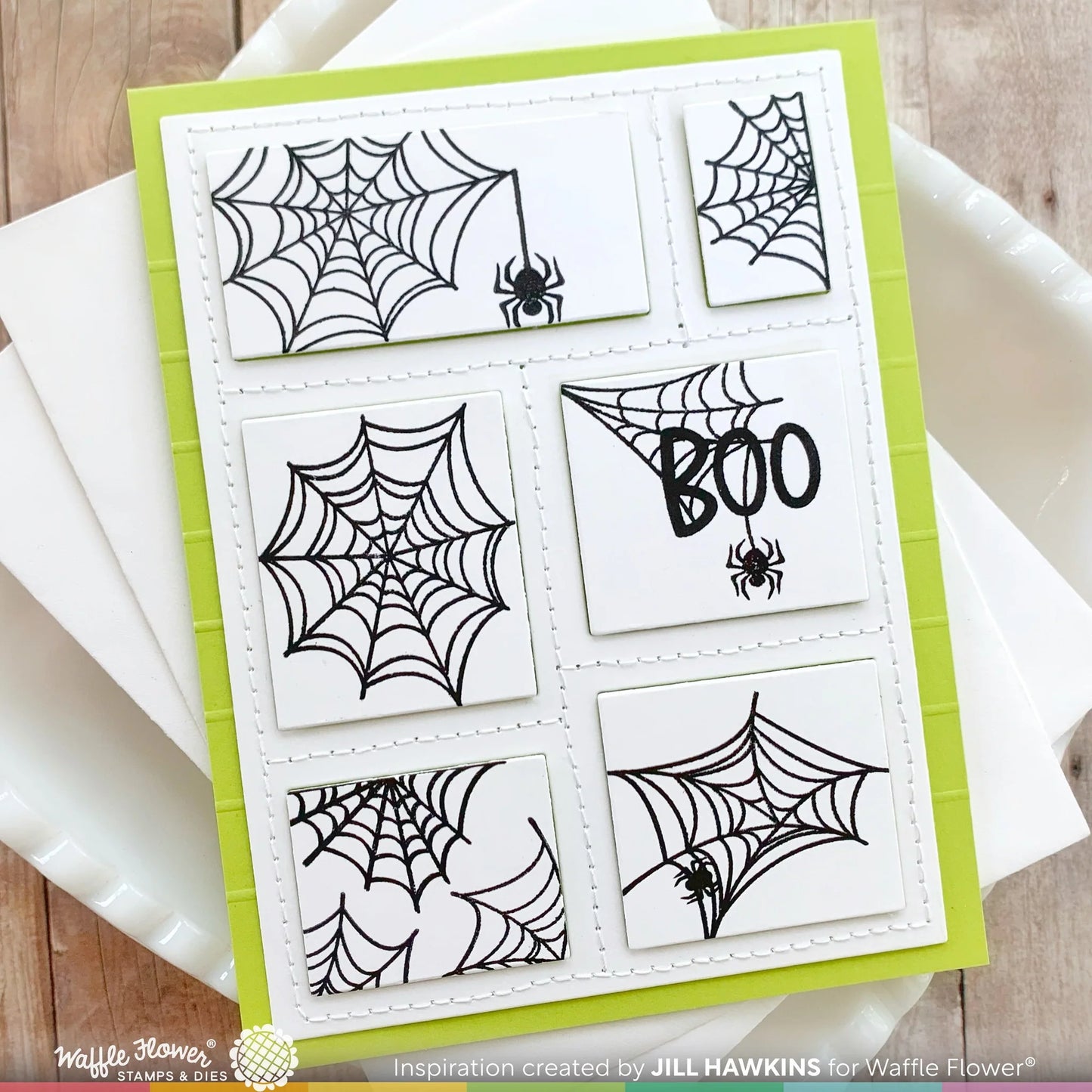 Waffle Flower Postage Collage Spider Web Stamp Set