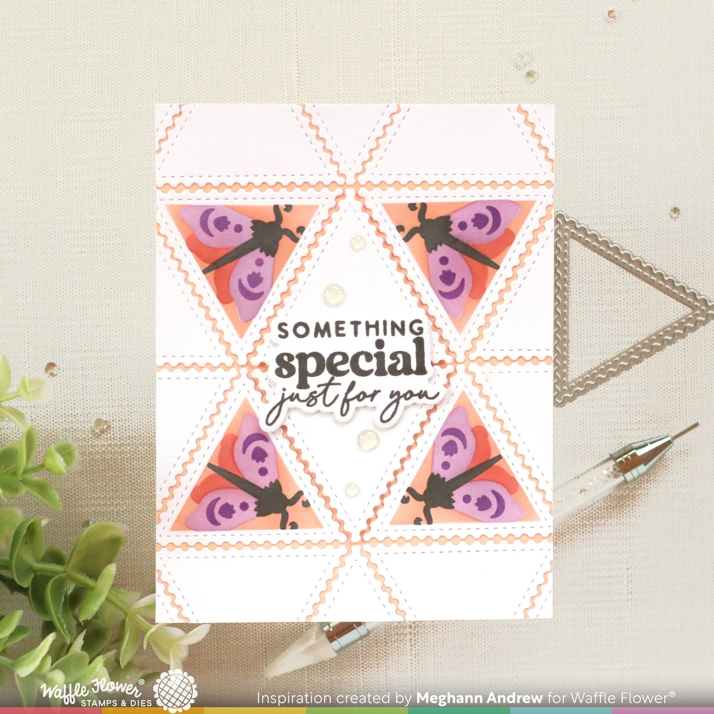 Waffle Flower Postage Collage Moth Die-n-Stencil