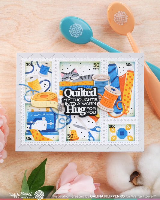 Waffle Flower Postage Collage Sew Fun Stencil Set