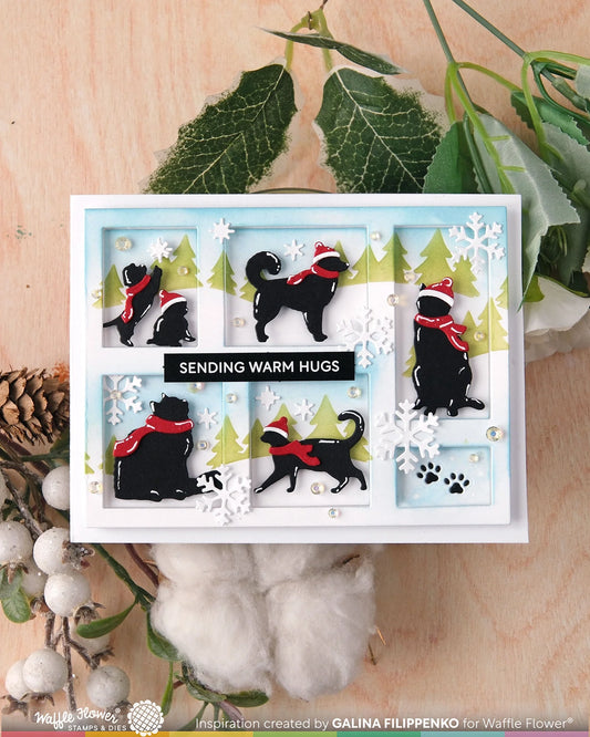 Waffle Flower Postage Collage Dog Silhouette Die Set