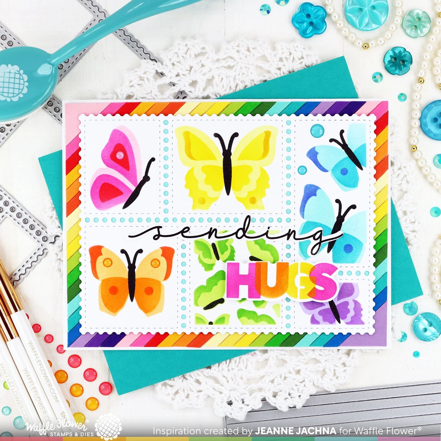 Waffle Flower Overlapping Hugs Additions Stamp Set