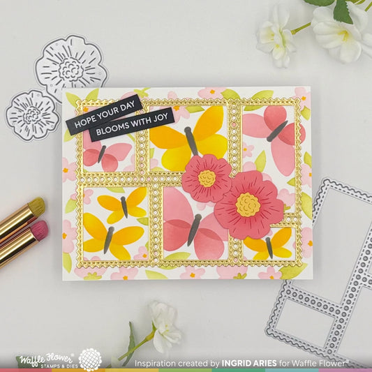 Waffle Flower Postage Collage Spring Breeze Stencil Set