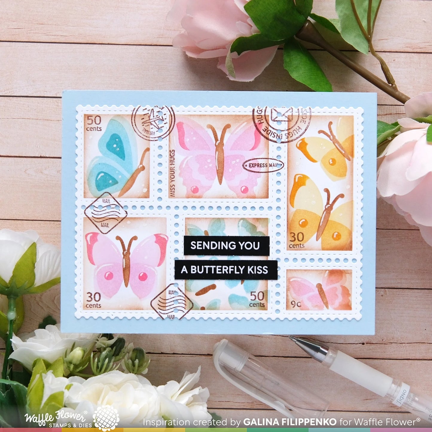 Waffle Flower Subsentiments Butterfly Diecut Strips