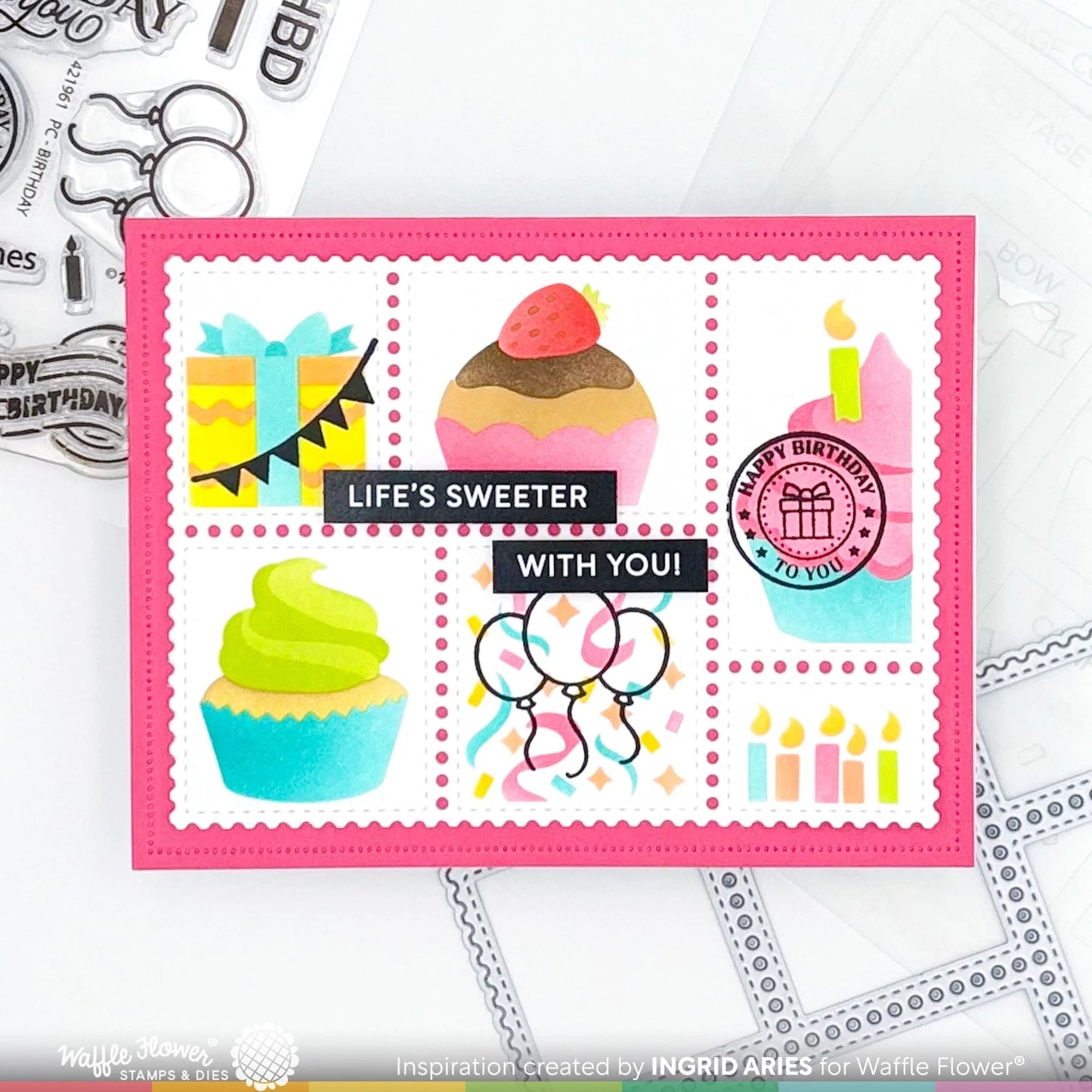 Waffle Flower Subsentiments Cupcake Diecut Strips