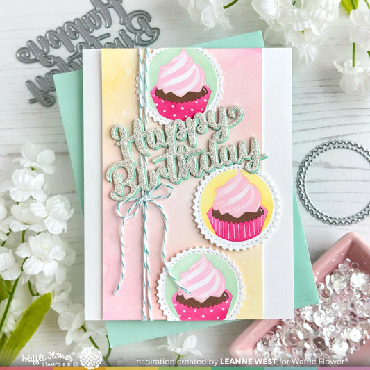 Waffle Flower Postage Collage Cupcake Die-n-Stencil